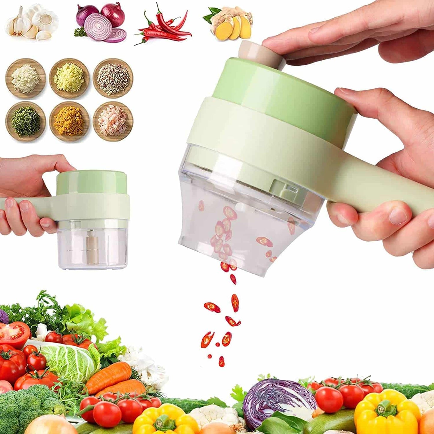 π³ 4 in 1 Electric Handheld Cooking Hammer | Vegetable Cutter Set & Food Chopper