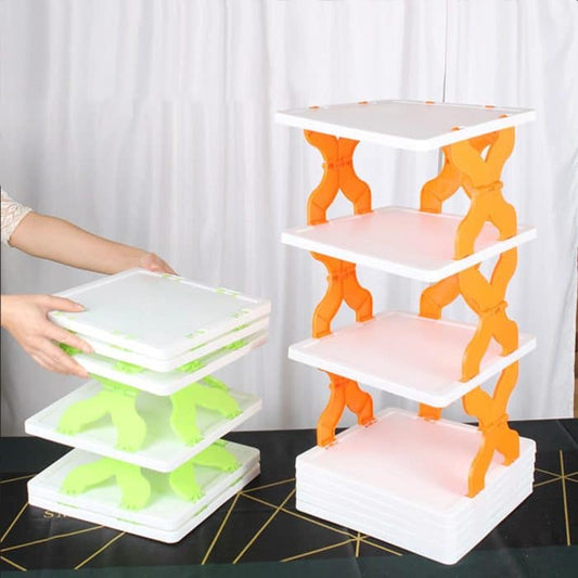 4 Layer X-Shaped Stackable Shoe Rack | Space-Saving Shoe Storage Organize
